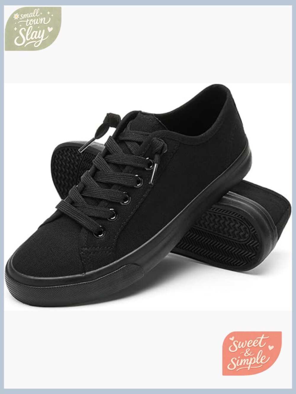 Canvas Slip On Sneakers Non Slip Breathable Casual Low Top Lace Up Walking Shoes - Picture 1 of 7